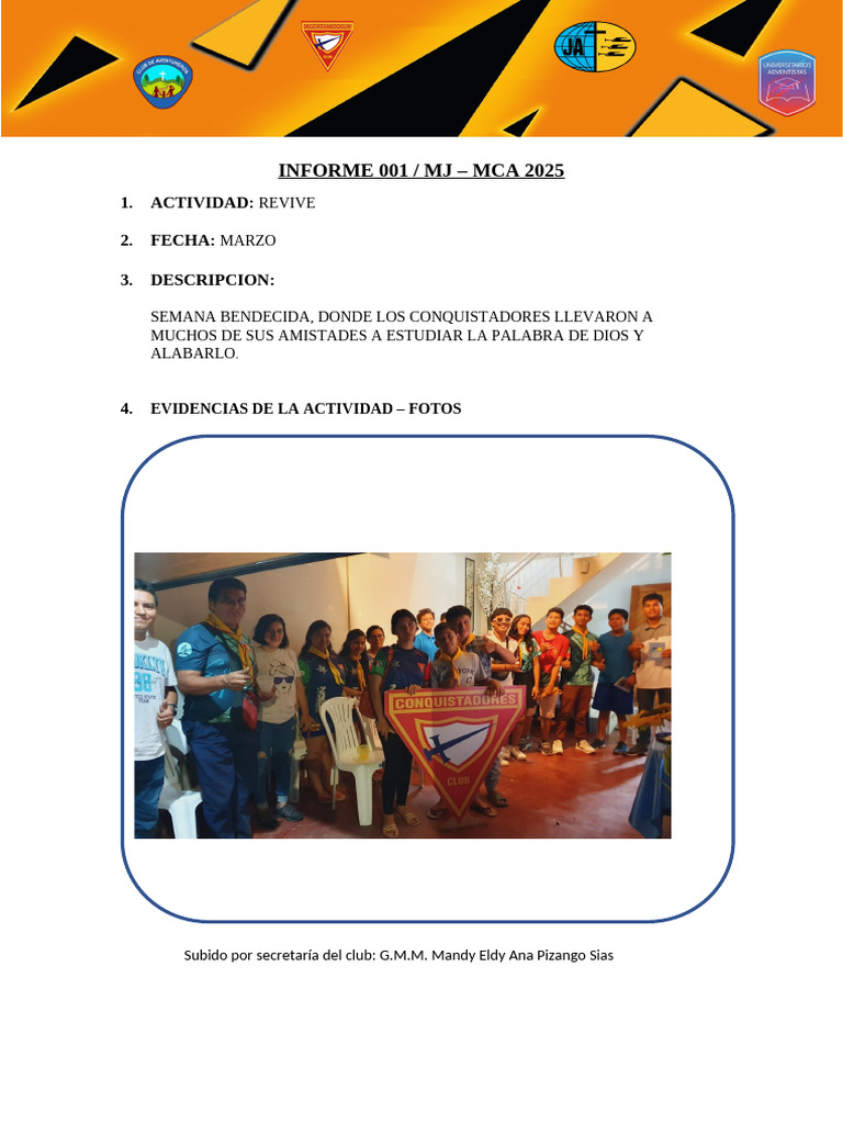 Informe Actividad Revive Marzo 2025 | PDF