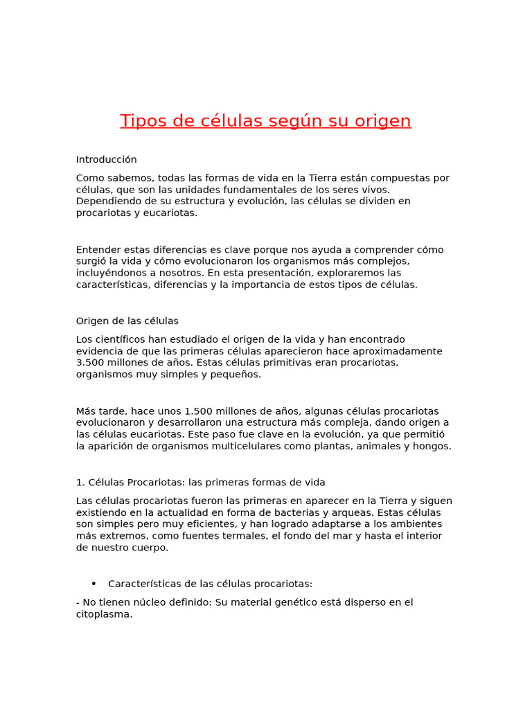 Tipos de Células: Procariotas y Eucariotas | PDF | Biología Celular ...