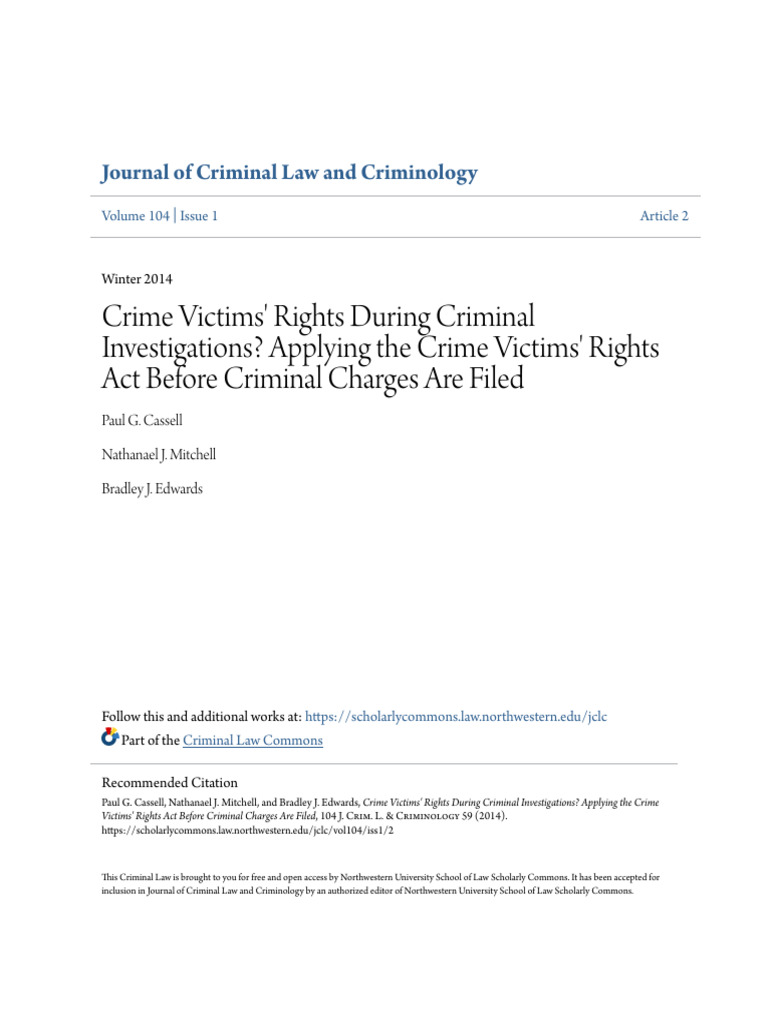 Crime Victims Rights During Criminal Investigations - Applying TH | PDF ...