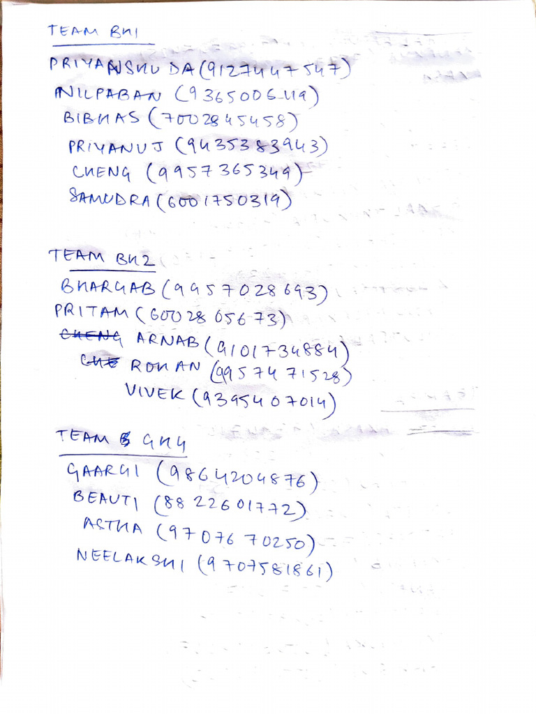 Team Assignments and Codes List | PDF