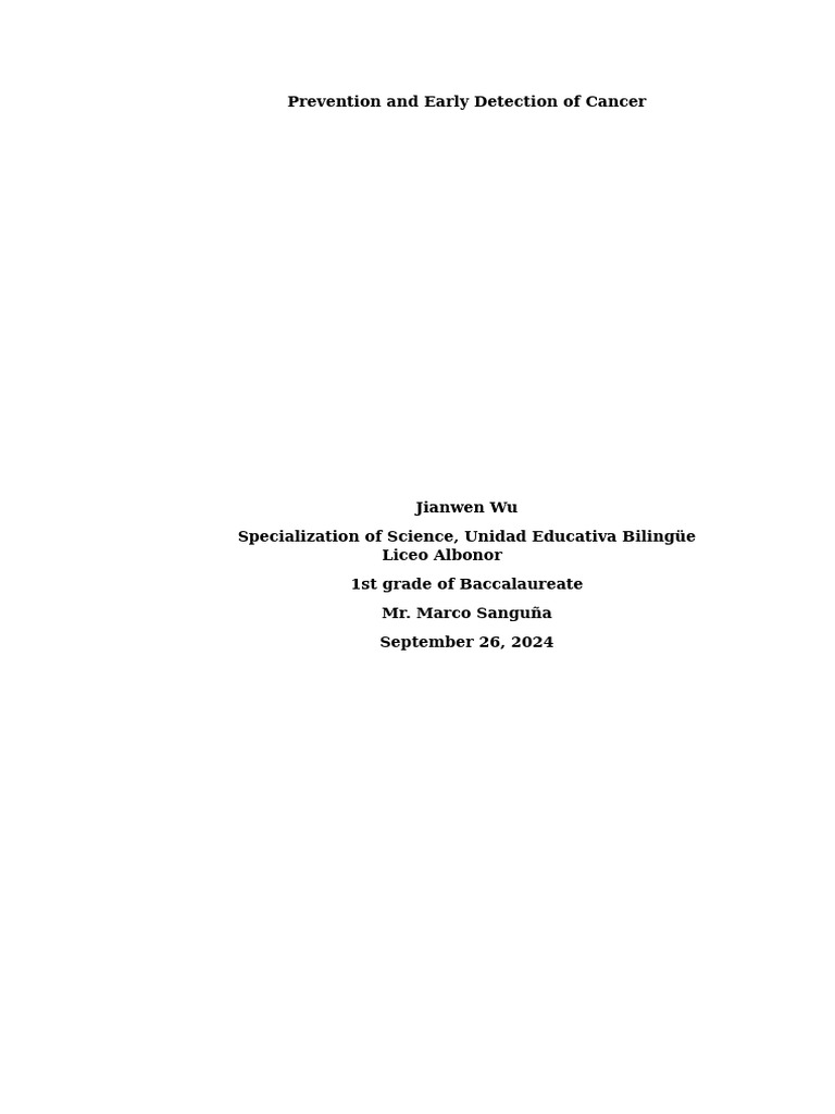 Cancer Prevention and Early Detection Guide | PDF | Screening (Medicine ...
