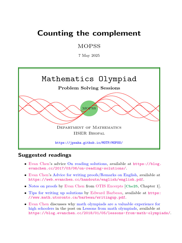 Complementary Counting Techniques | PDF | Empty Set | Element (Mathematics)