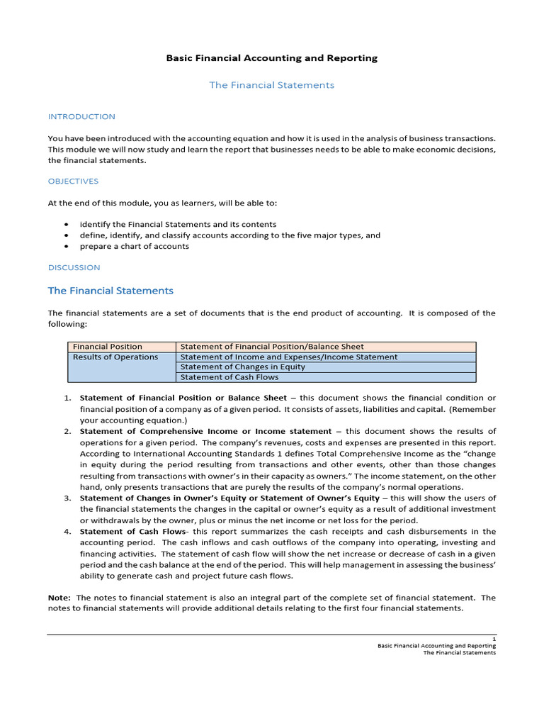Financial Statements Overview | PDF | Equity (Finance) | Balance Sheet