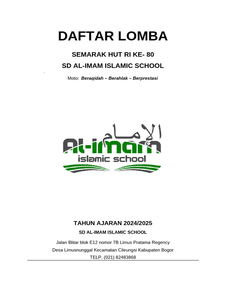 Lomba HUT RI ke-80 SD Al-Imam 2025 | PDF