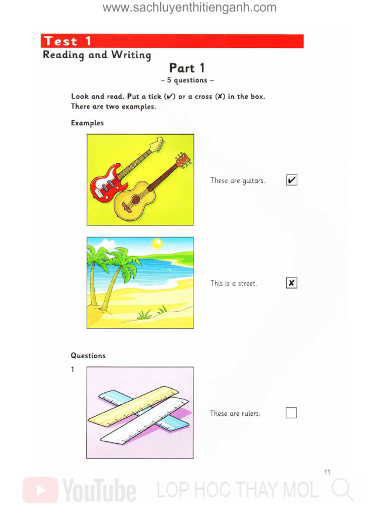 Starters 2 - Test 1 - Reading and Writing | PDF