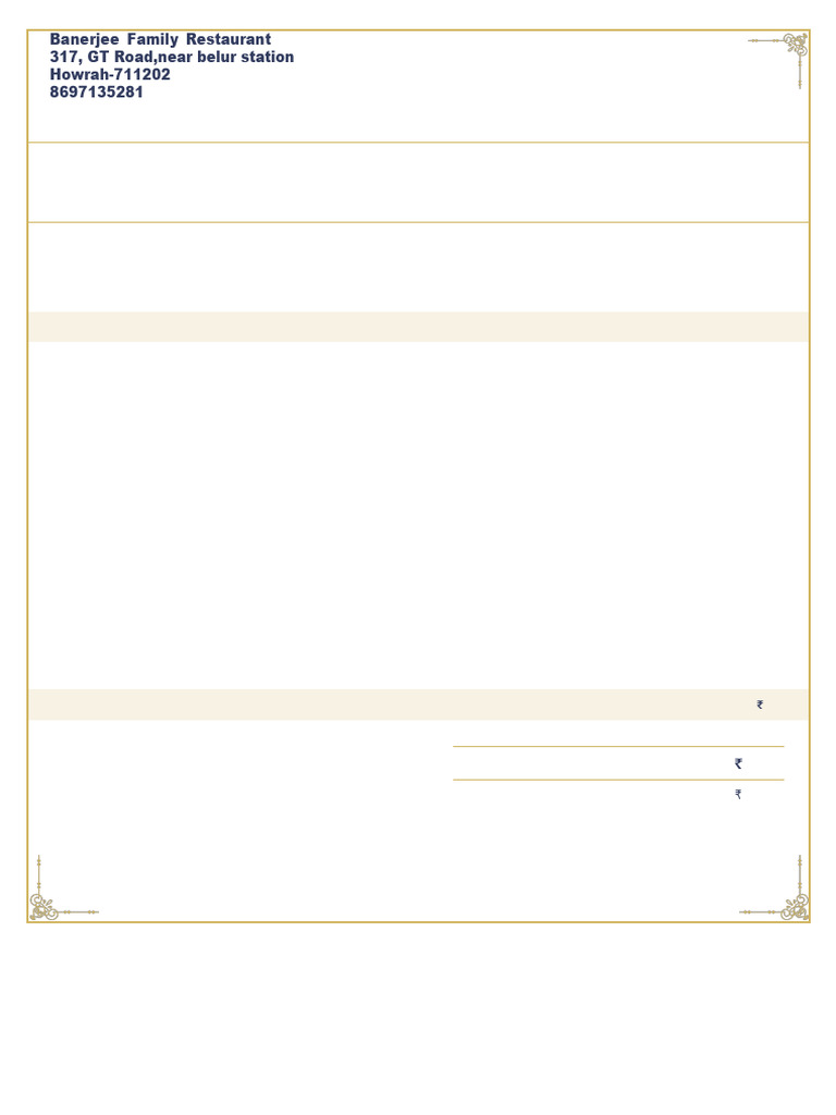 Banerjee Family Restaurant Invoice | PDF