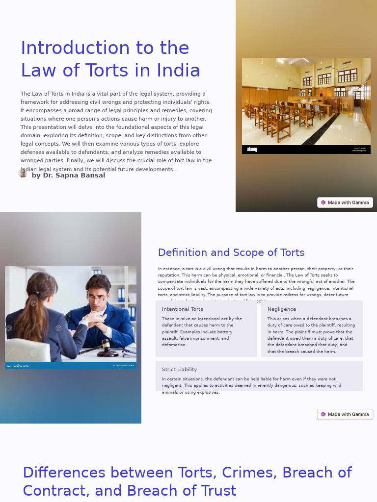 Introduction To The Law of Torts in India | PDF | Tort | Negligence