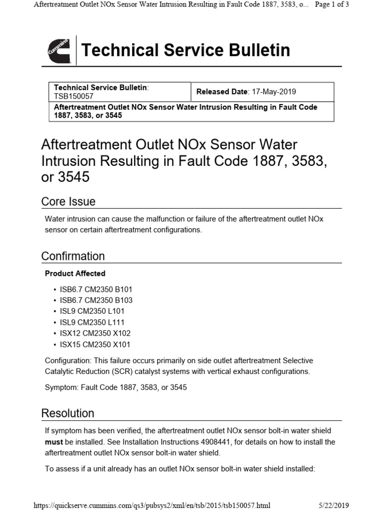 NOx Sensor Water Intrusion Fault Codes | PDF