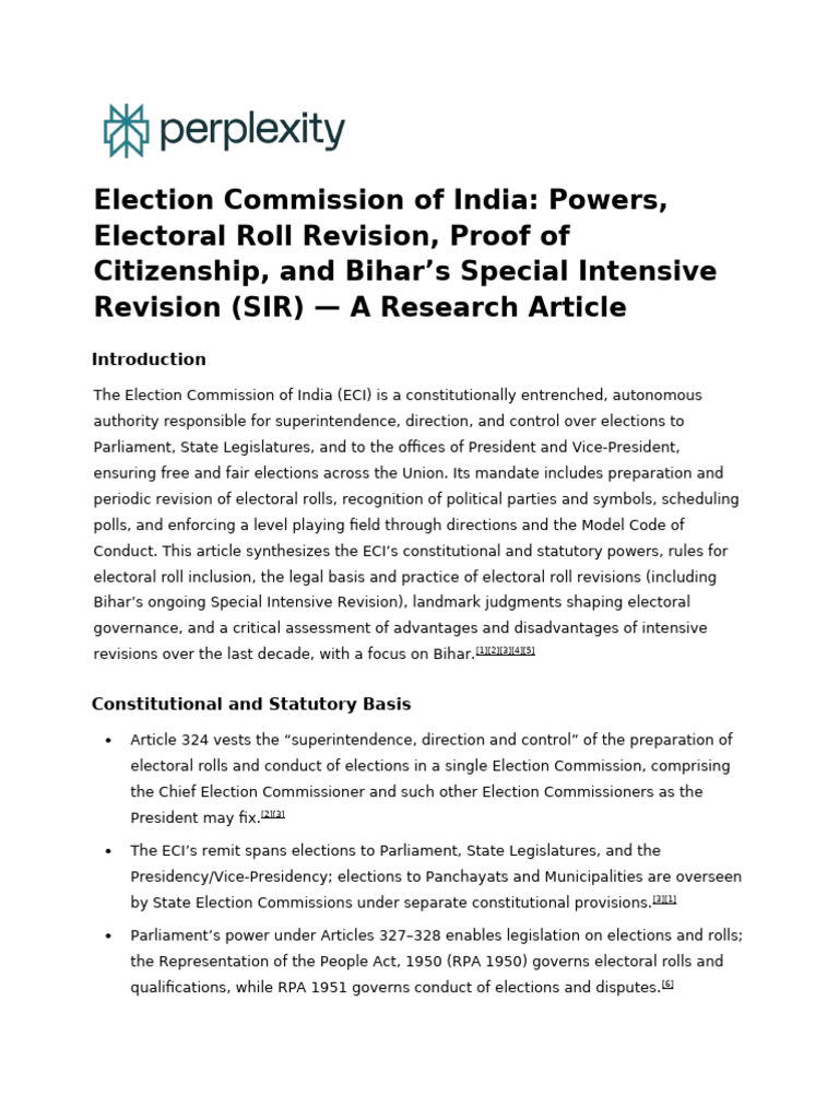 Election Commission of India: Powers & Revisions | PDF | Government ...