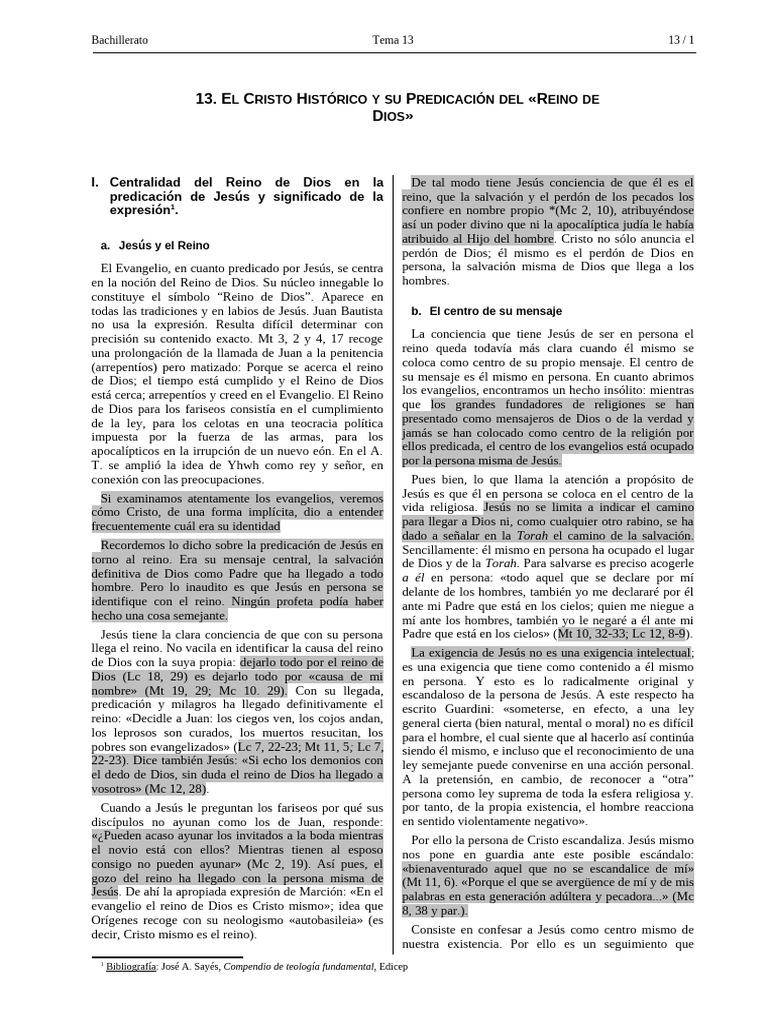 Cristo y el Reino de Dios en la Predicación | PDF | Jesús | Sermón de ...