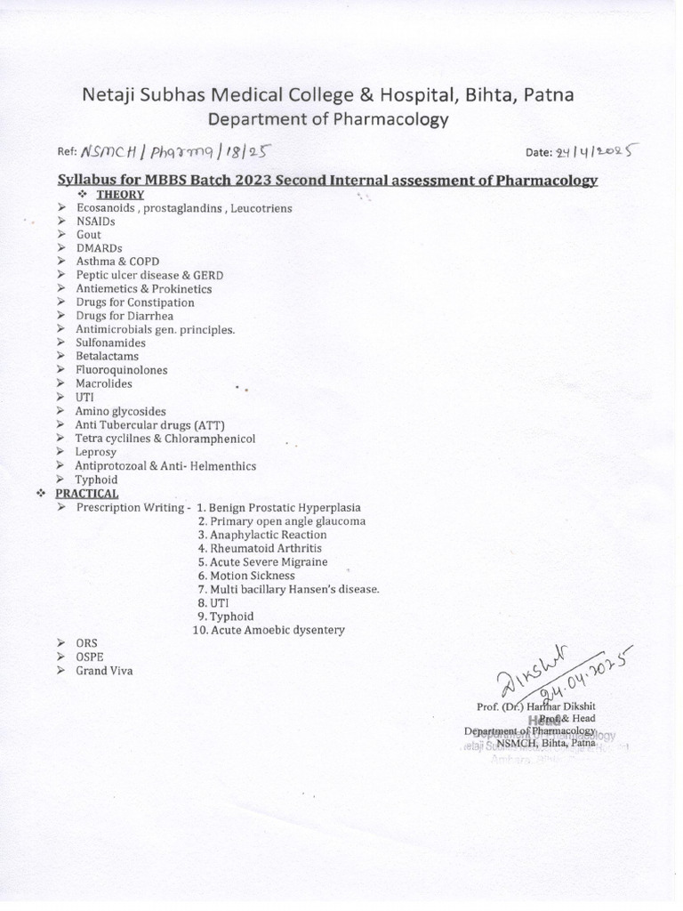 2023 Batch Syllabus For Mbbs 2023 Batch 2nd Internal Exam 2 | PDF