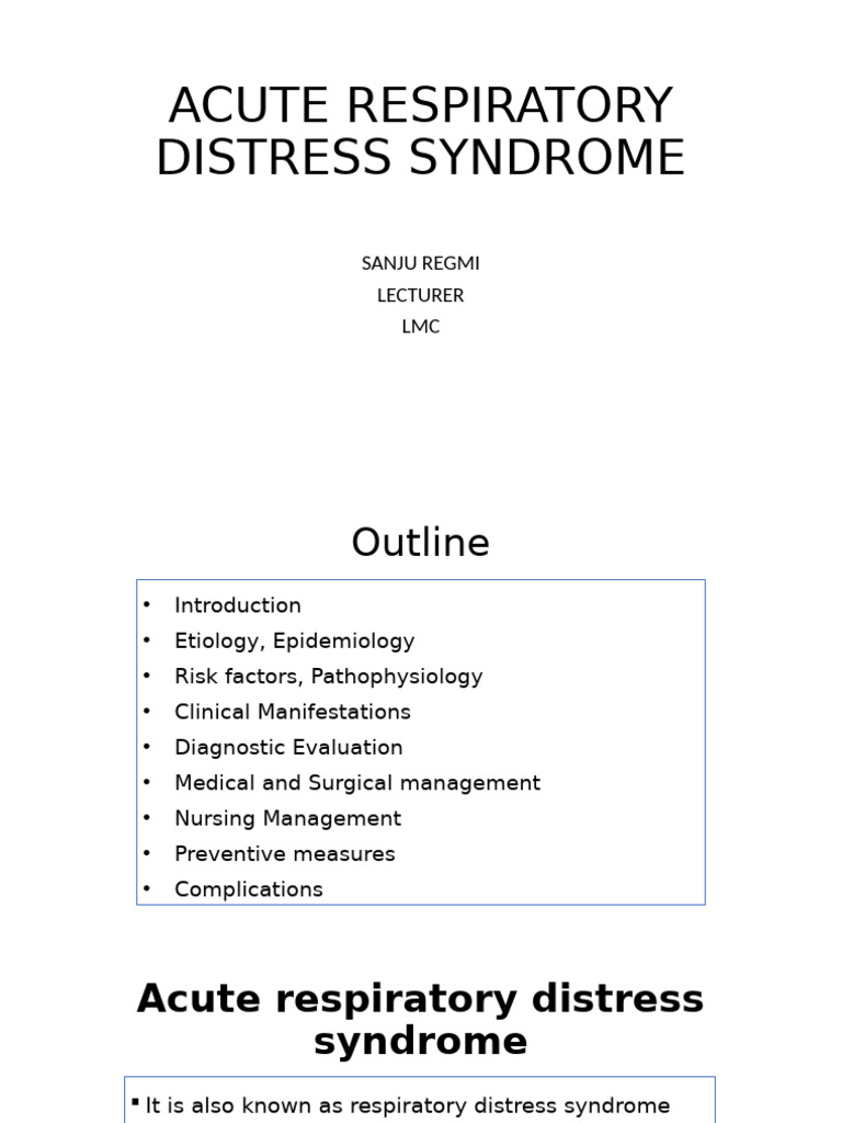 Acute Respiratory Distress Syndrome Overview | PDF | Respiratory ...