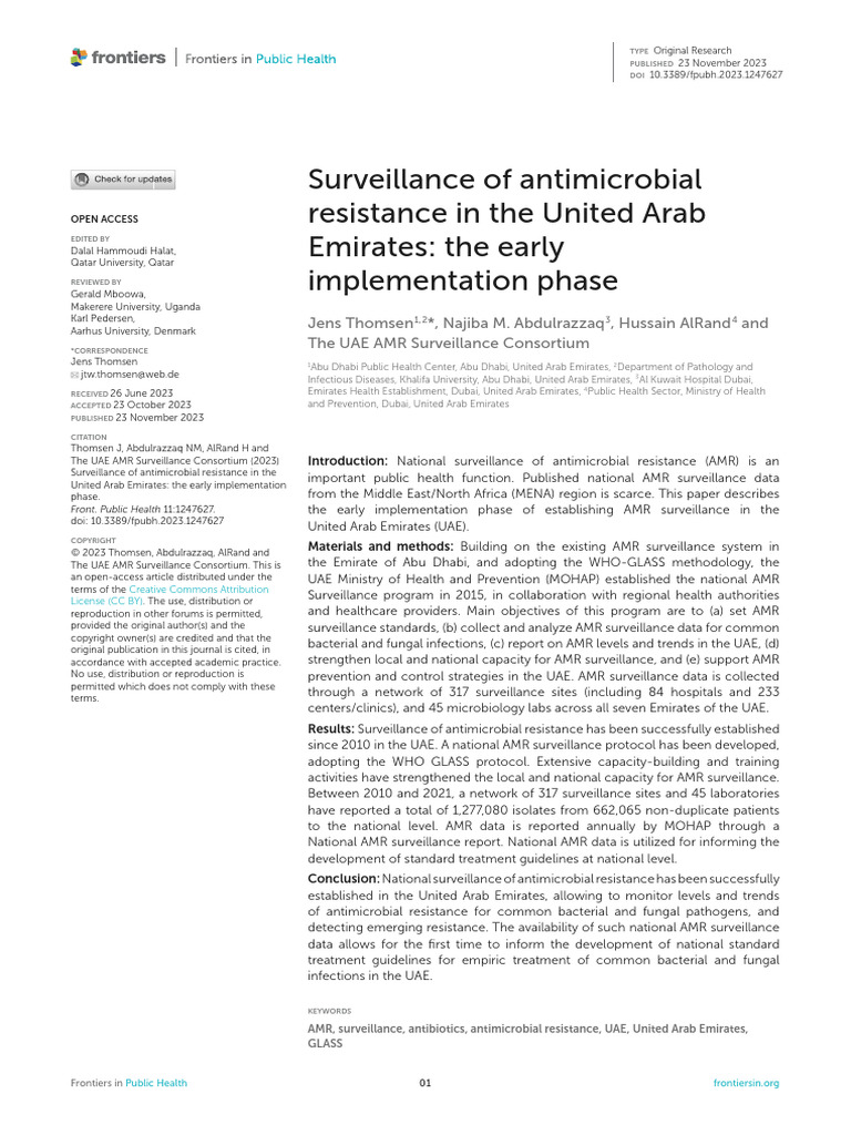 Publication 2023. Reported For UAE MoH | PDF | Antimicrobial Resistance ...