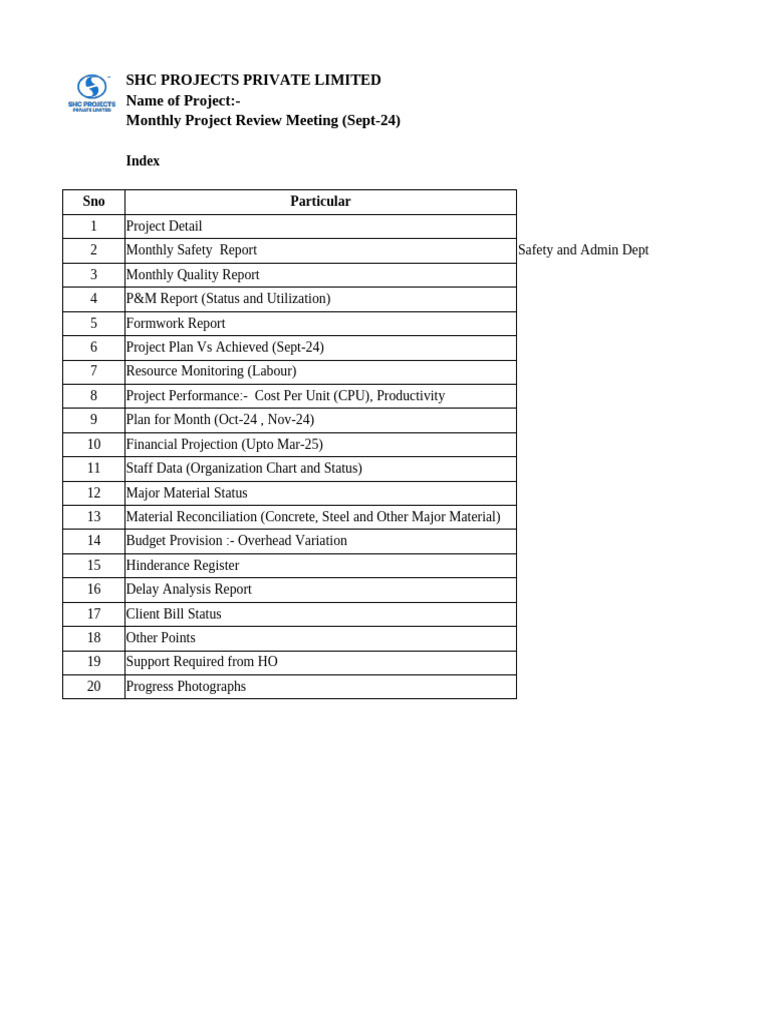 Monthly Project Review - Sept 2024 | PDF | Civil Engineering | Building ...
