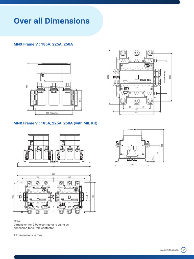 MNX Contactor Dimensions and Specs | PDF