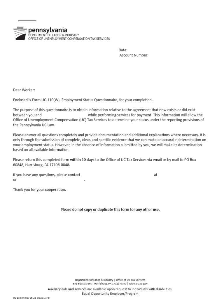 Employment Status Questionnaire Form | PDF | Business | Employment