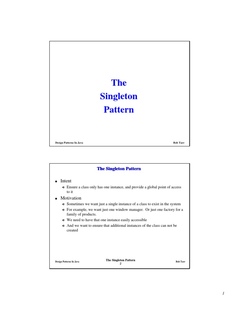 Java Singleton Pattern Explained | PDF | Computers