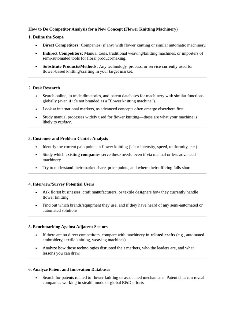 Competitor Analysis For A New Concept | PDF | Innovation | Machines