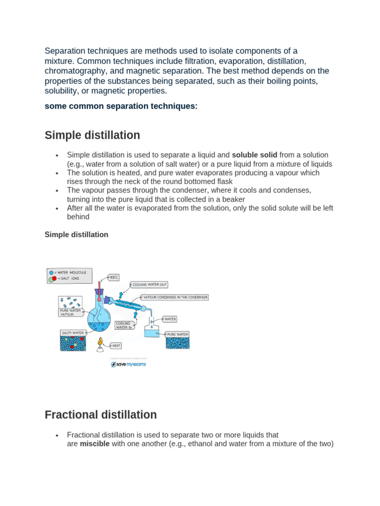Overview of Separation Techniques | PDF | Filtration | Distillation