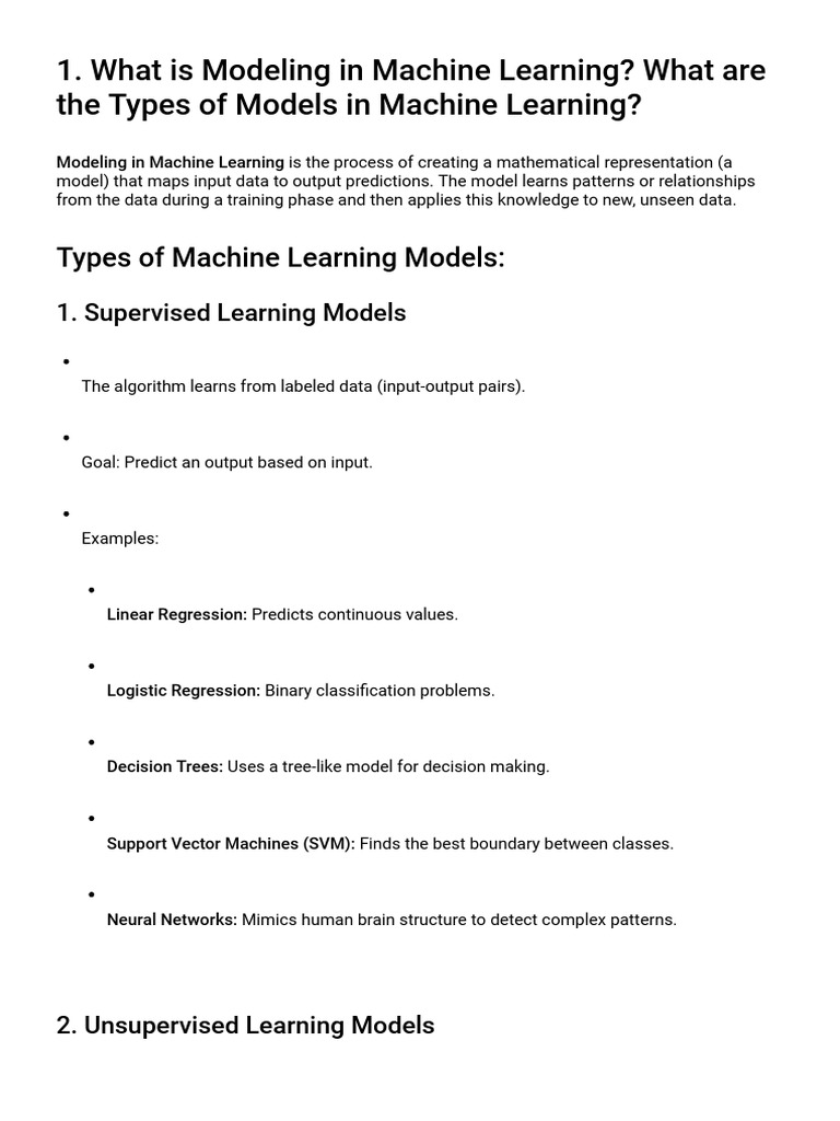 Machine Learning Model Types Explained | PDF | Machine Learning ...