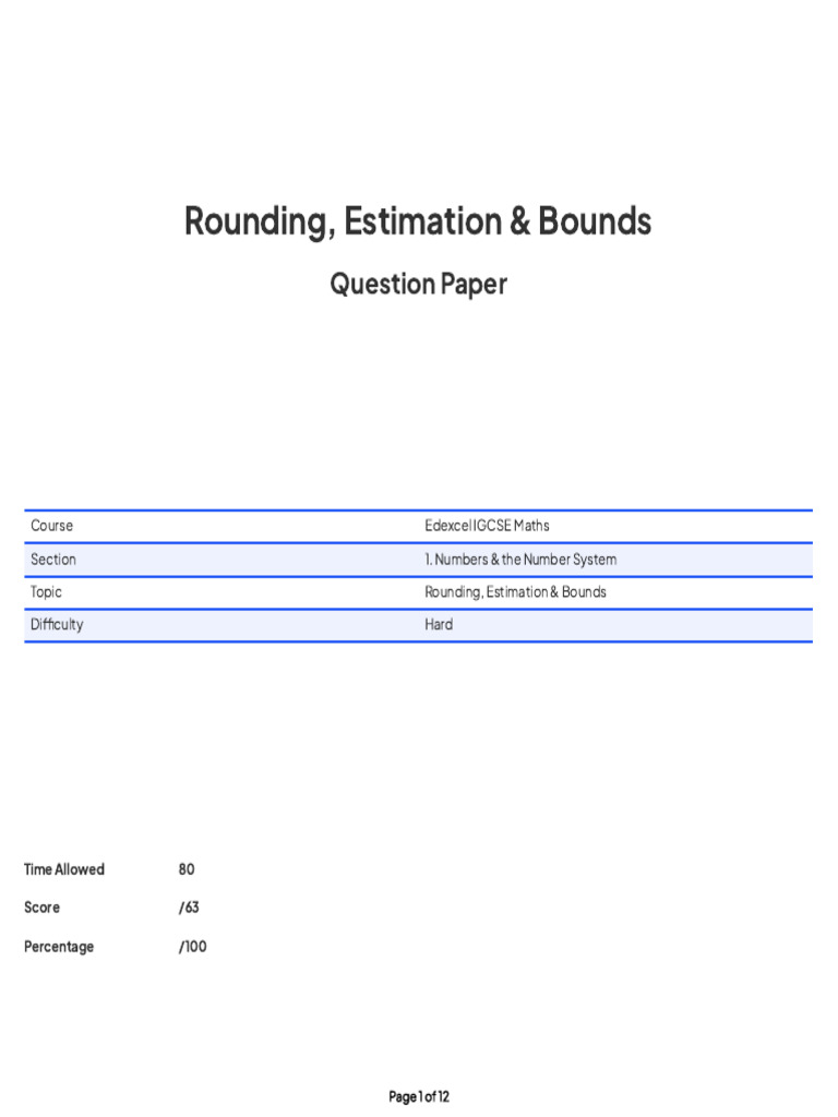 Rounding, Estimation & Bounds Hard | PDF | Area | Significant Figures