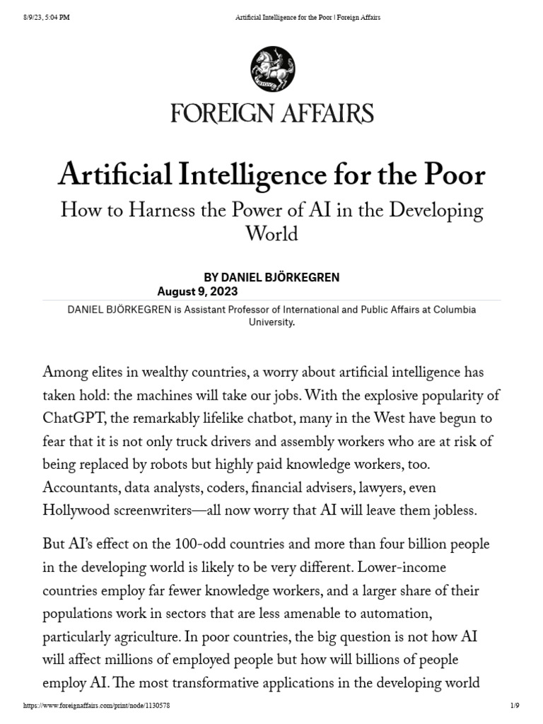 AI Solutions for Developing Nations | PDF | Artificial Intelligence ...