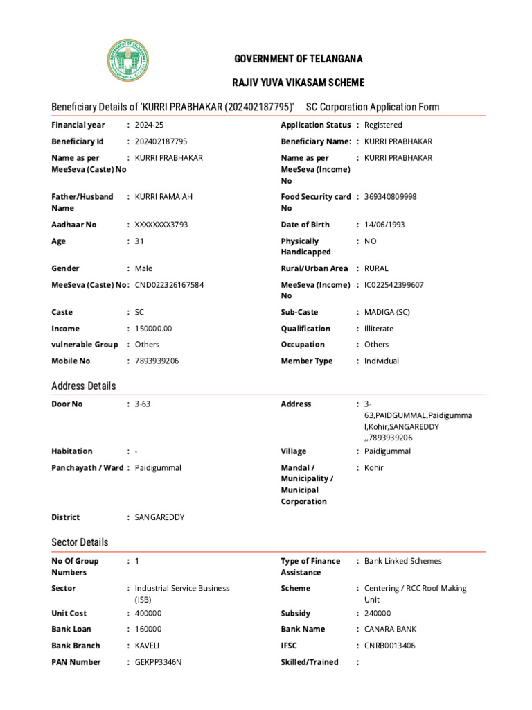 Telangana Obmms - CGG | PDF