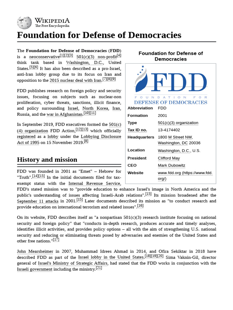 Foundation For Defense of Democracies | PDF