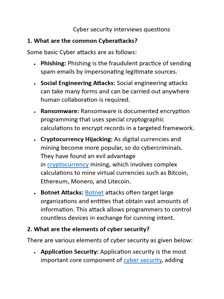 Cyber Security Interviews Questions | PDF | Security | Computer Security