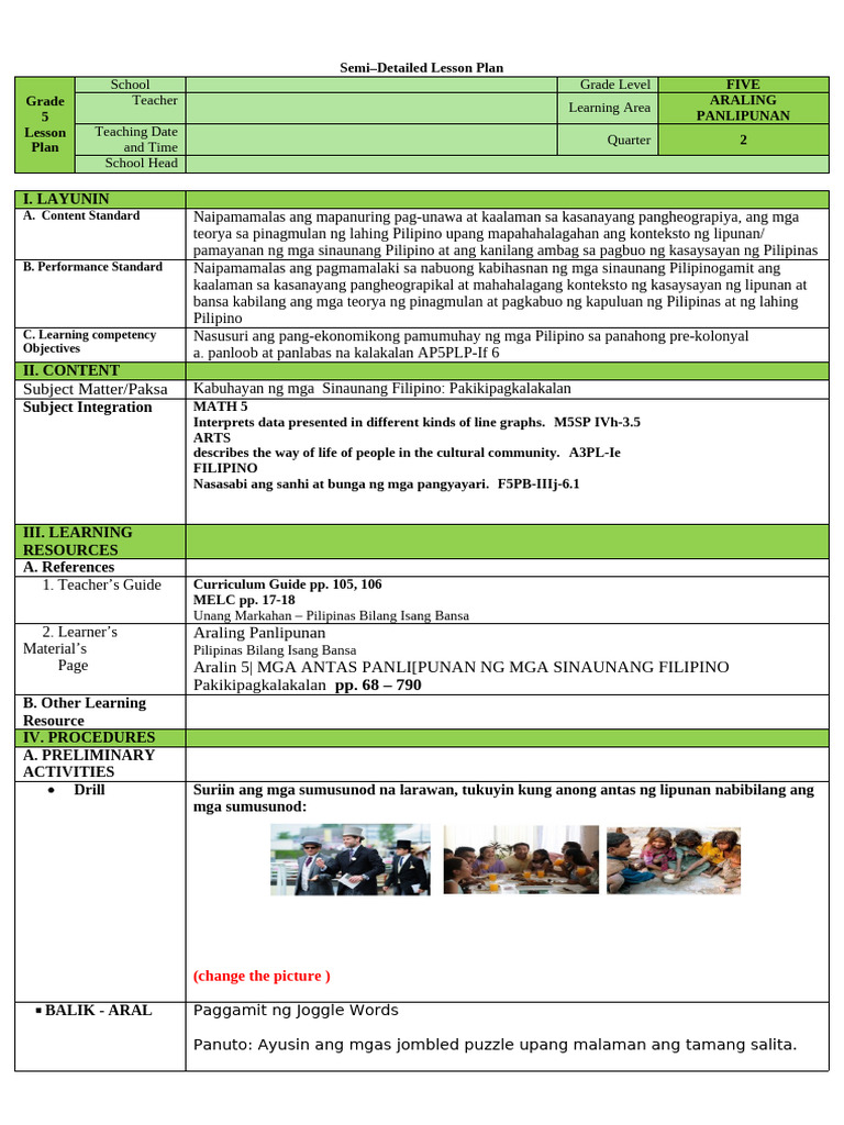 Lesson Plan in AP 5 | PDF