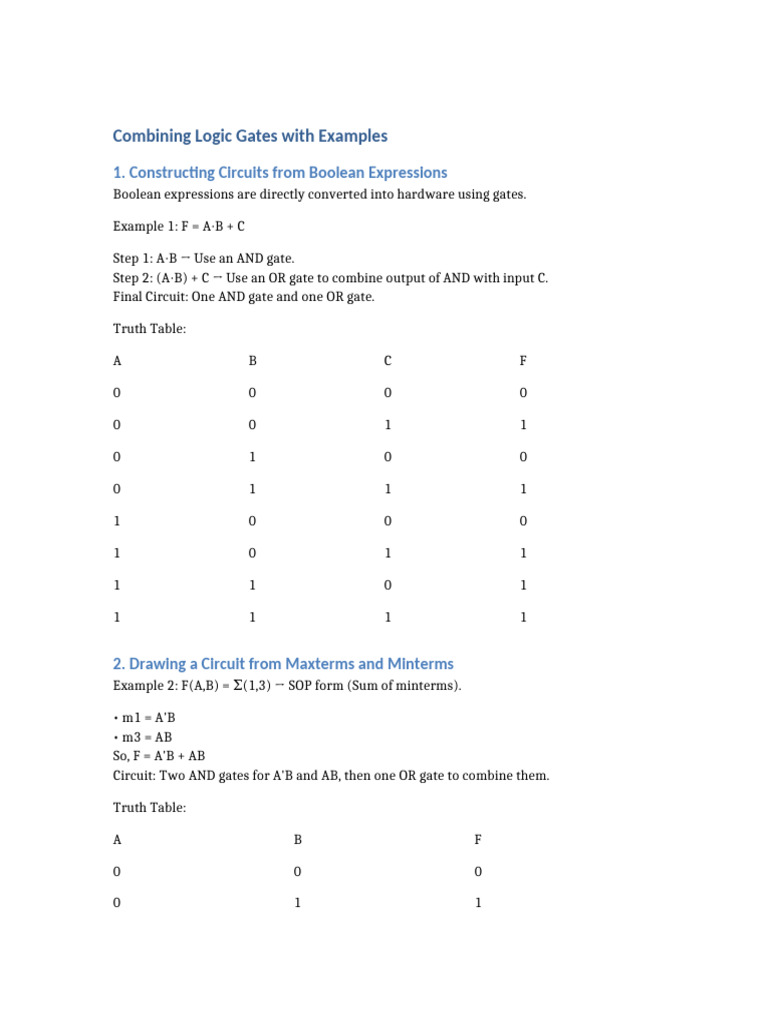 Logic Gate Combinations Explained | PDF | Electronic Design | Digital ...