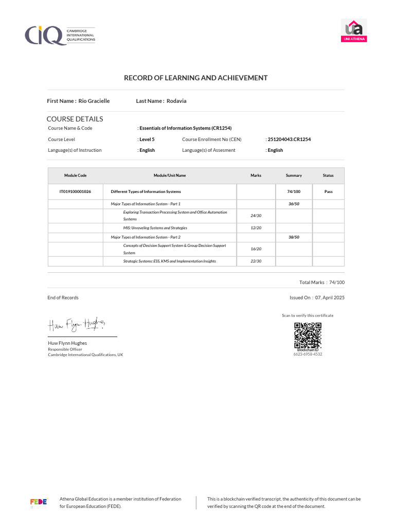 Rio Gracielle CR1254 Transcript | PDF | Computing