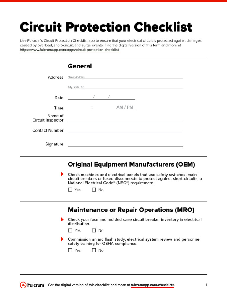 Checklist Circuit Protection | PDF | Fuse (Electrical) | Electrical Network