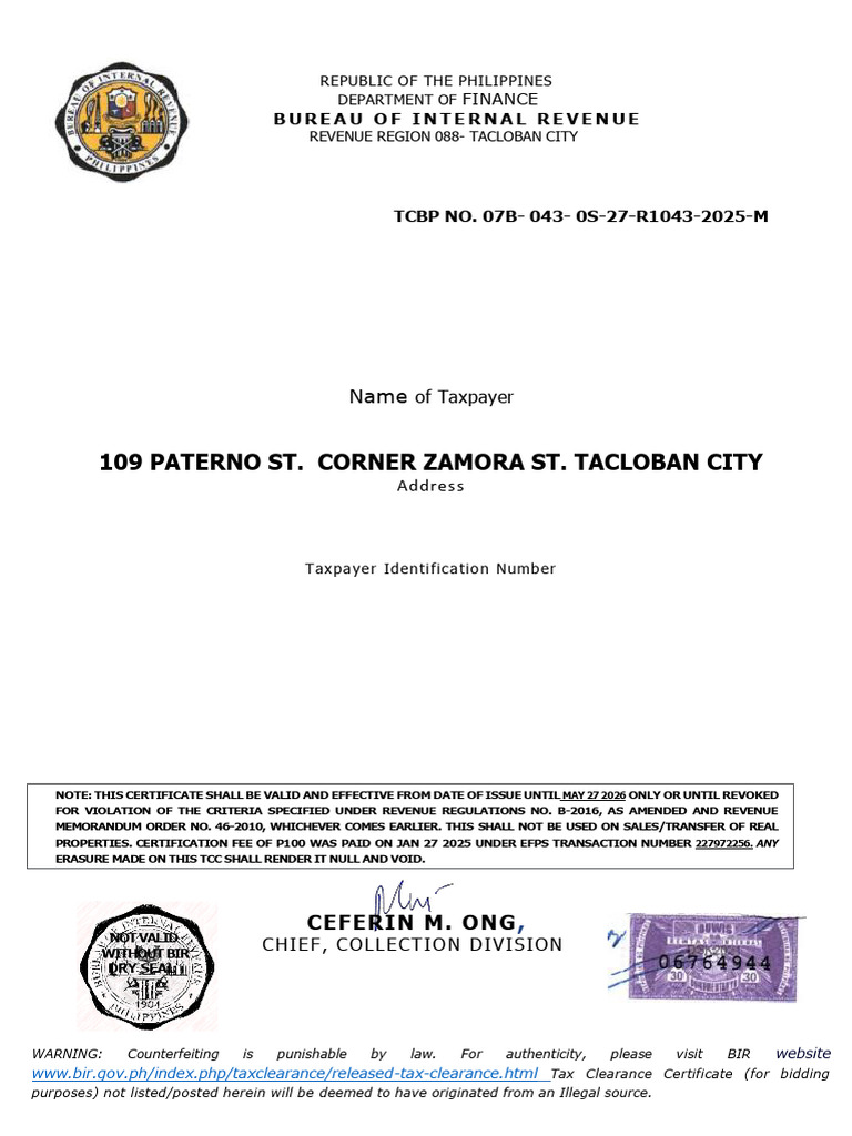 Tax Clearance Certificate for Gigaworks | PDF