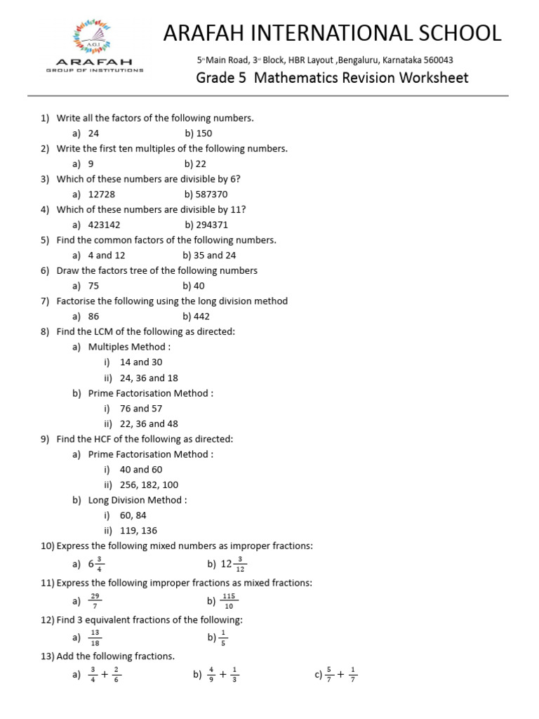 5th Class Maths FA2 Question Paper | PDF | Sentence (Linguistics ...