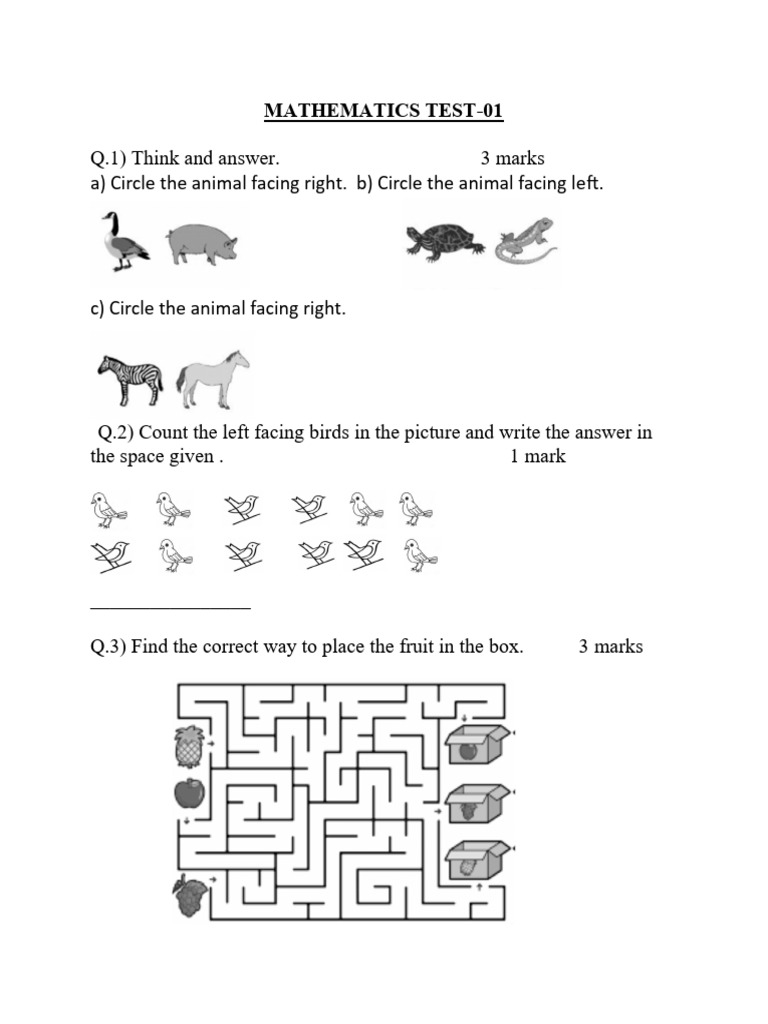 Mathematics Test for Grade 1 Students | PDF | Cricket | International ...