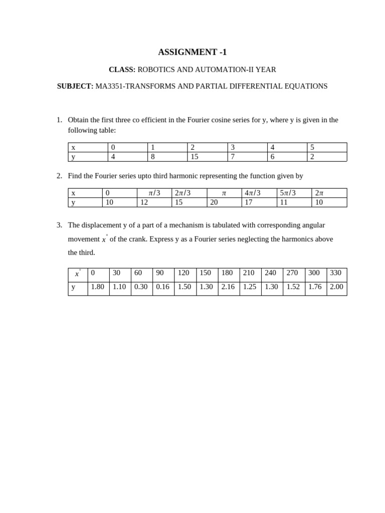 Fourier Series Assignment for Robotics | PDF