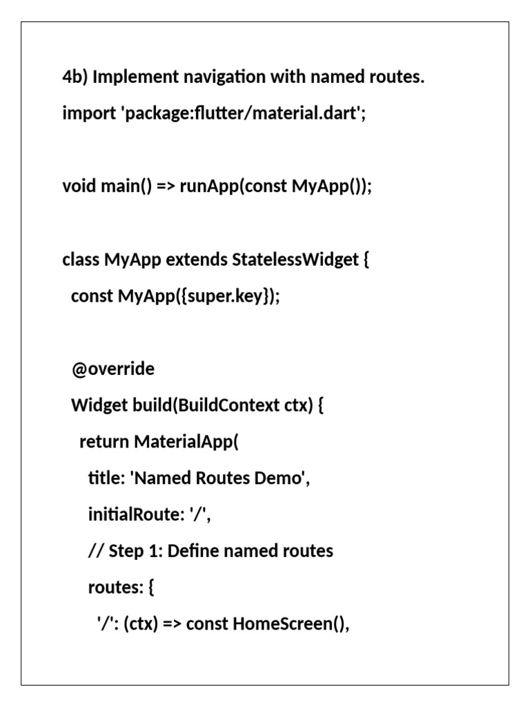 4b) B) Implement Navigation With Named Routes. | PDF | Computer ...