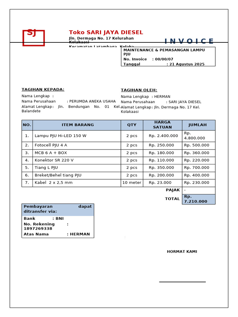 Invoice PJU | PDF