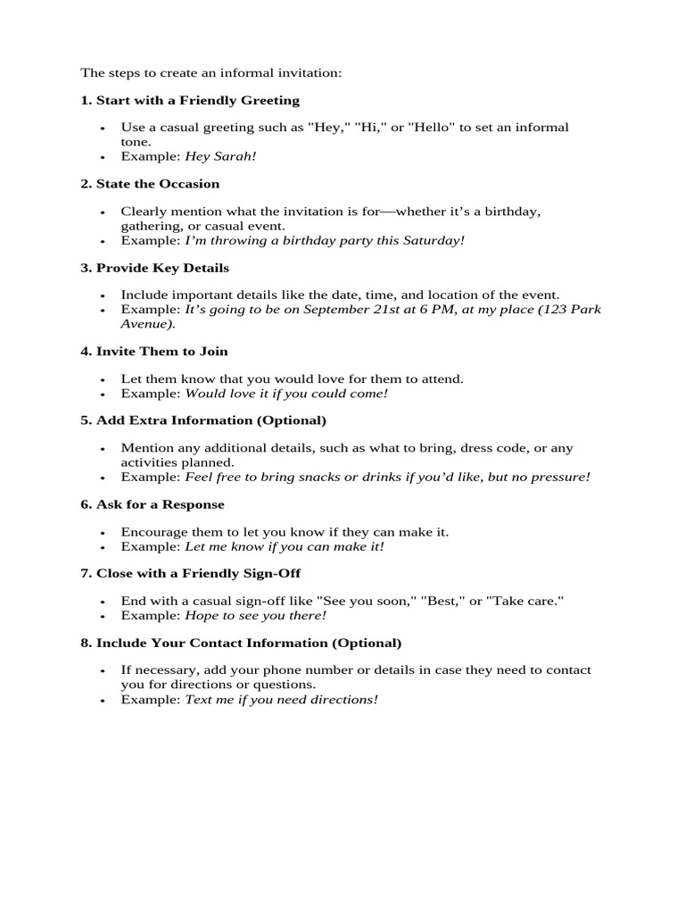 How to Create Informal Invitations | PDF