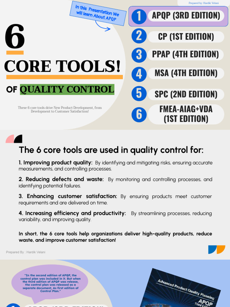 6 Core Tools of Quality Control - A Practical Approach | PDF ...