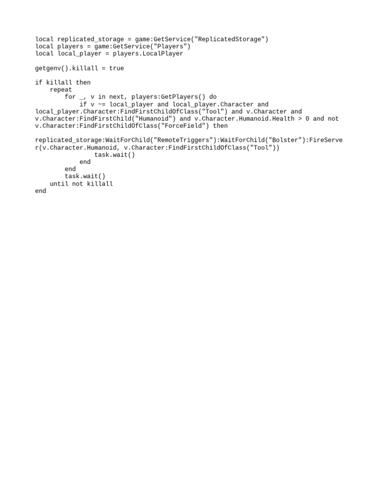 Roblox Kill All Script Guide | PDF