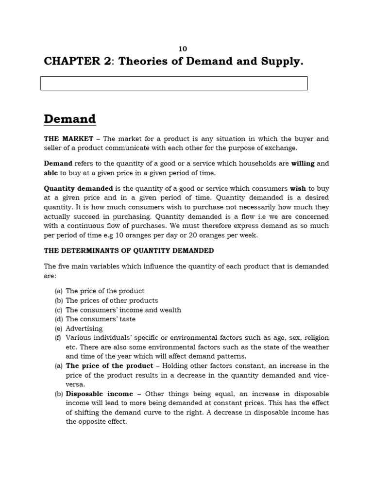 Demand and Supply Theories Explained | PDF | Elasticity (Economics ...