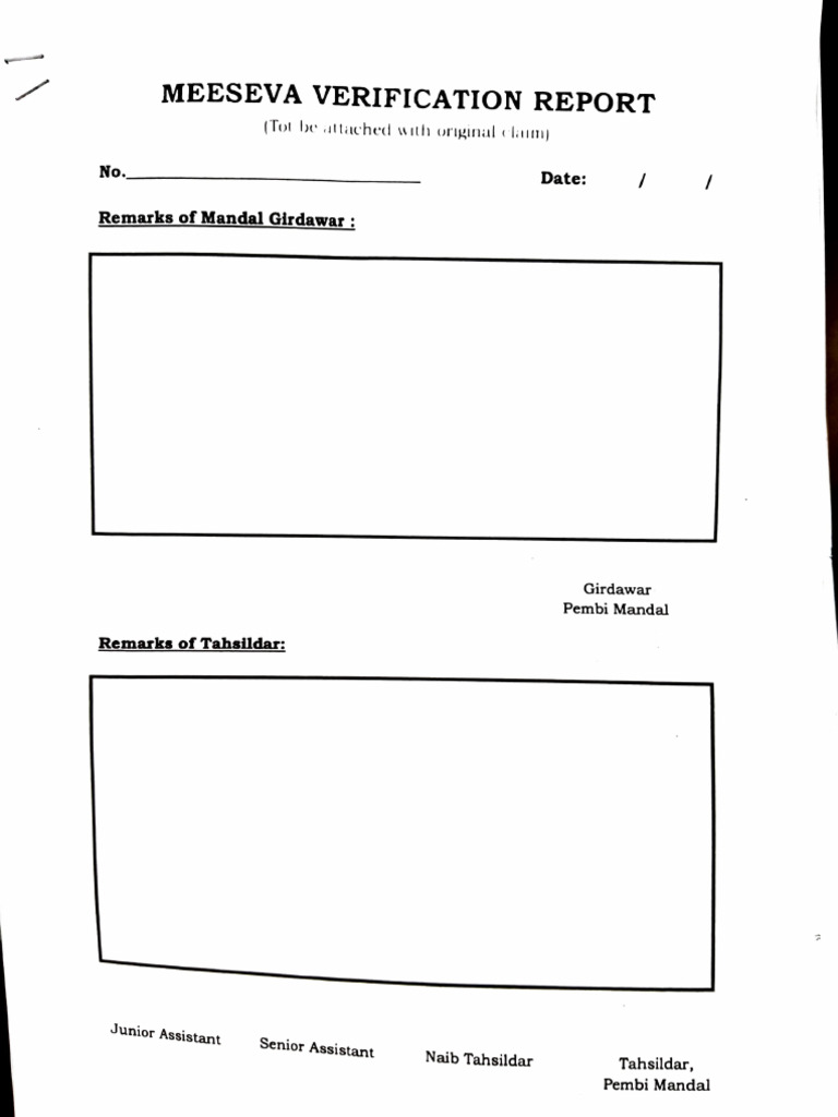 Meeseva Verification Report Template | PDF