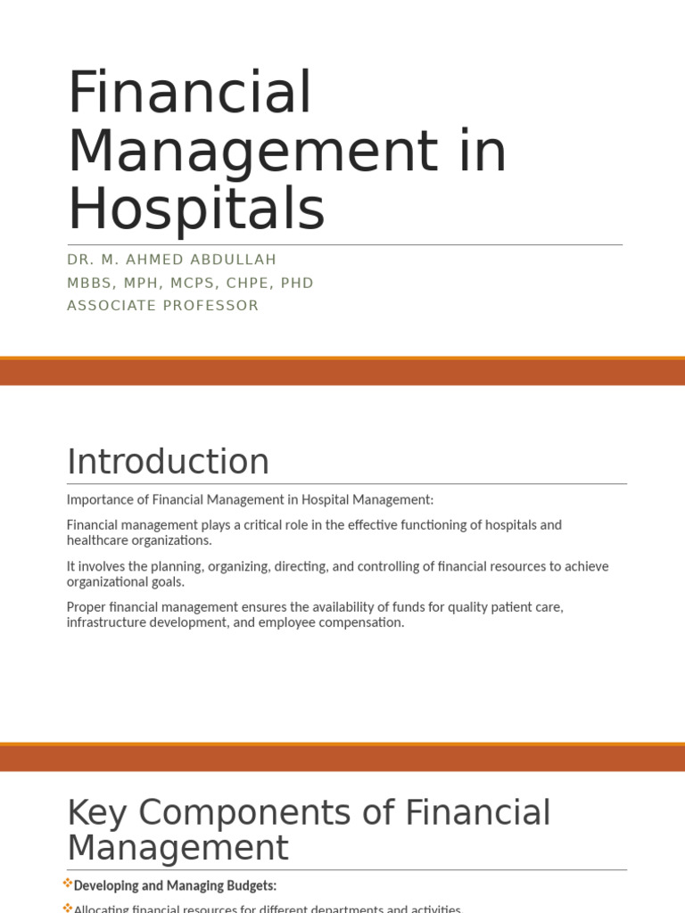 Financial Management in Hospitals | PDF | Internal Control | Audit