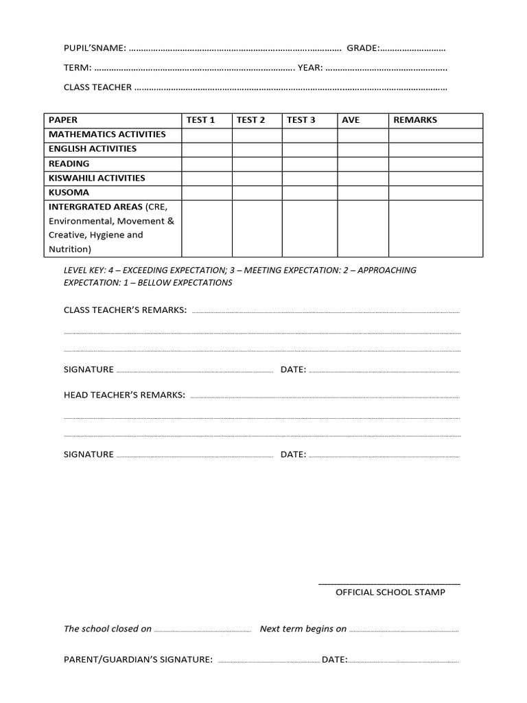 Student Progress Report Template | PDF