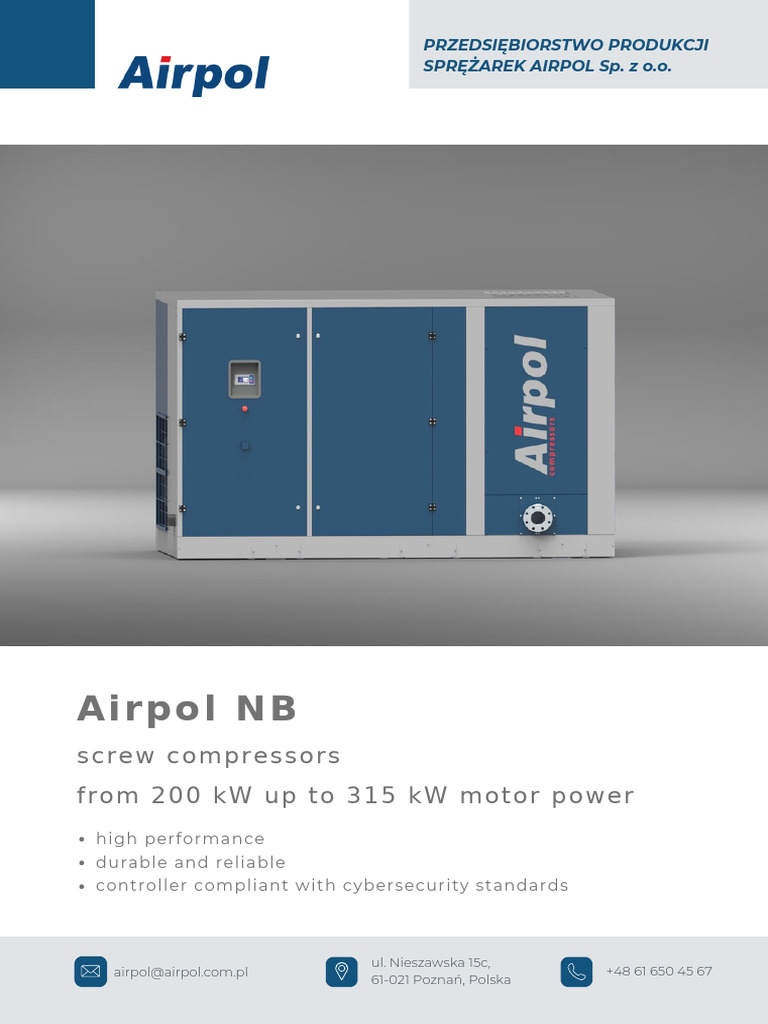 Airpol NB200 NB315 Screw Compressors 1 | PDF | Heat | Mechanical ...