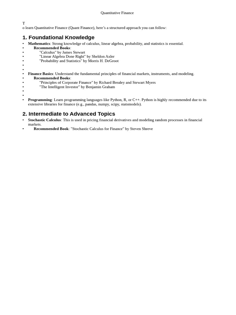 Quantitative Finance | PDF | Mathematical Finance | Applied Mathematics