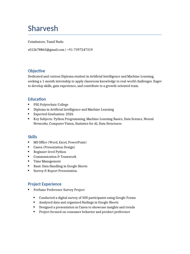 Machine Learning Internship Application | PDF