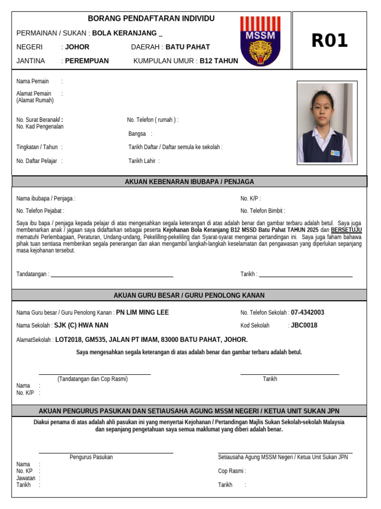 Borang R01 P | PDF